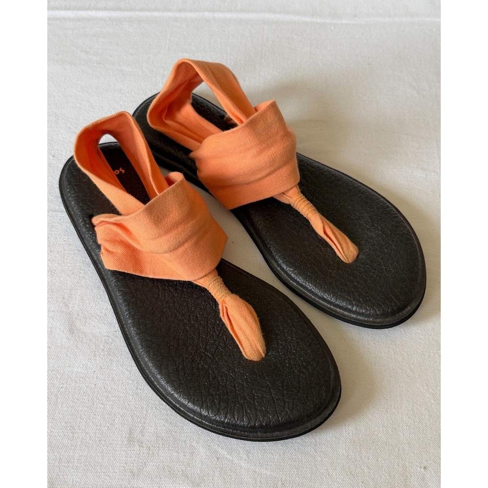 Sanuk Yoga Sling Sandals Thong Strappy‎ Comfort Casual Orange Size 9